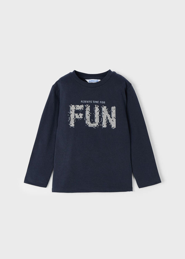 Camiseta "Always time for Fun" Azul de Mayoral - Moda infantil europea