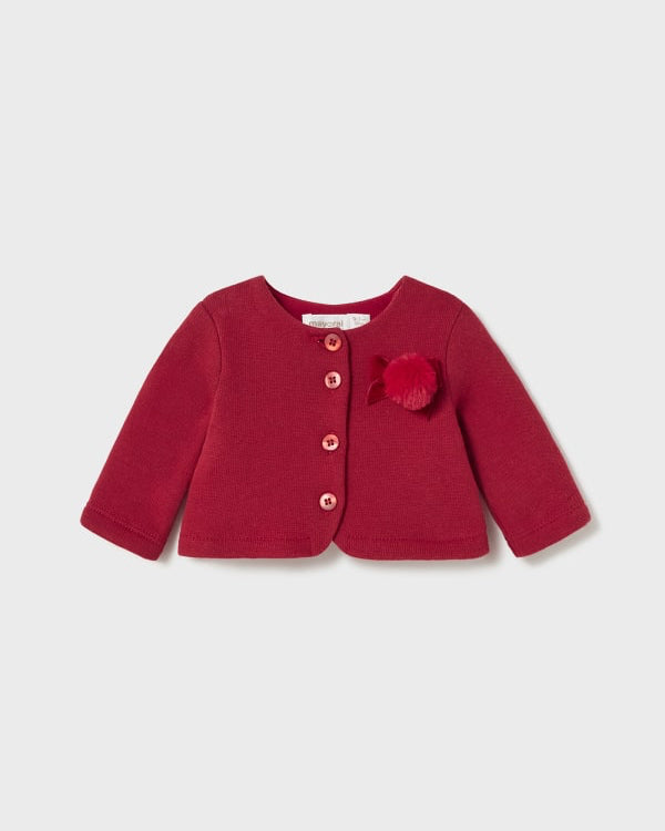 Abrigo Pompom Rojo Bebé Niña