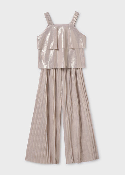 Conjunto Champán con Pantalón Plisado