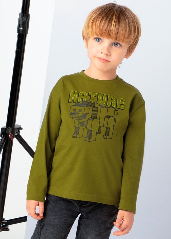 Camiseta Nature manga larga verde de Mayoral para niño