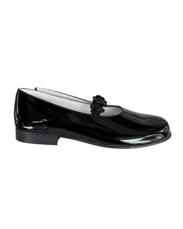 Balerina Tres Flores Charol Negro