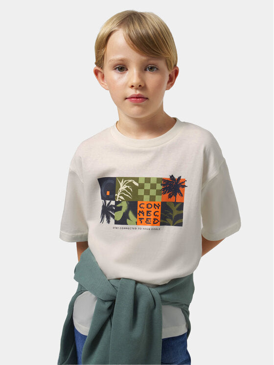 Camiseta "Connected" Crema de Nukutavake - Moda infantil europea