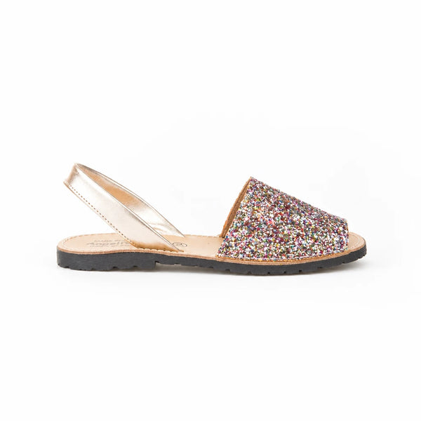 Menorquina de piel con glitter fucsia de Angelitos