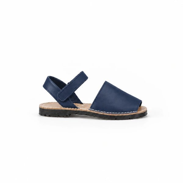 Menorquina de Piel Velcro Azul Marino