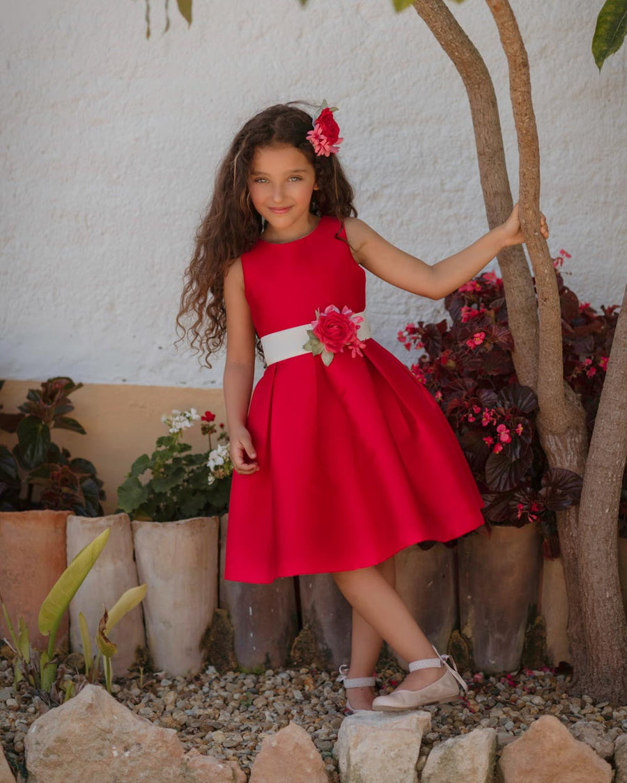 Vestido rojo satinado